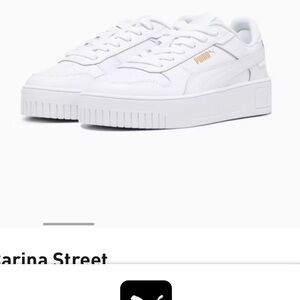Puma White and Gold Platform Sneakers